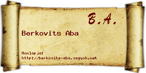 Berkovits Aba névjegykártya